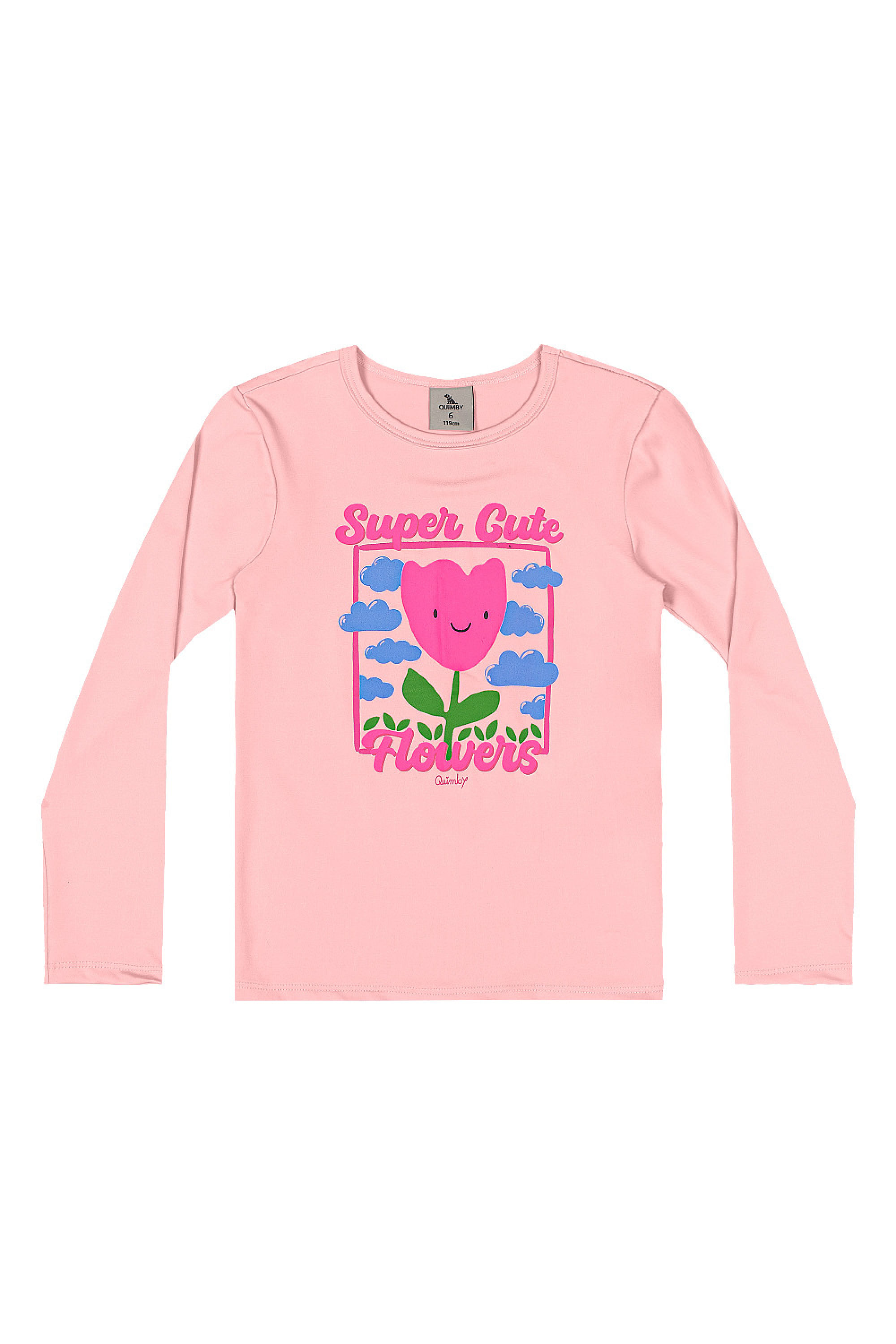 Biquíni com Flores Infantil com Blusa e Calcinha (Rosa) Quimby - Imagem 2